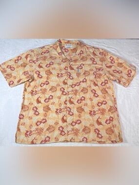 Columbia XL Linen Cotton Tropical Fish Hawaiian Shirt